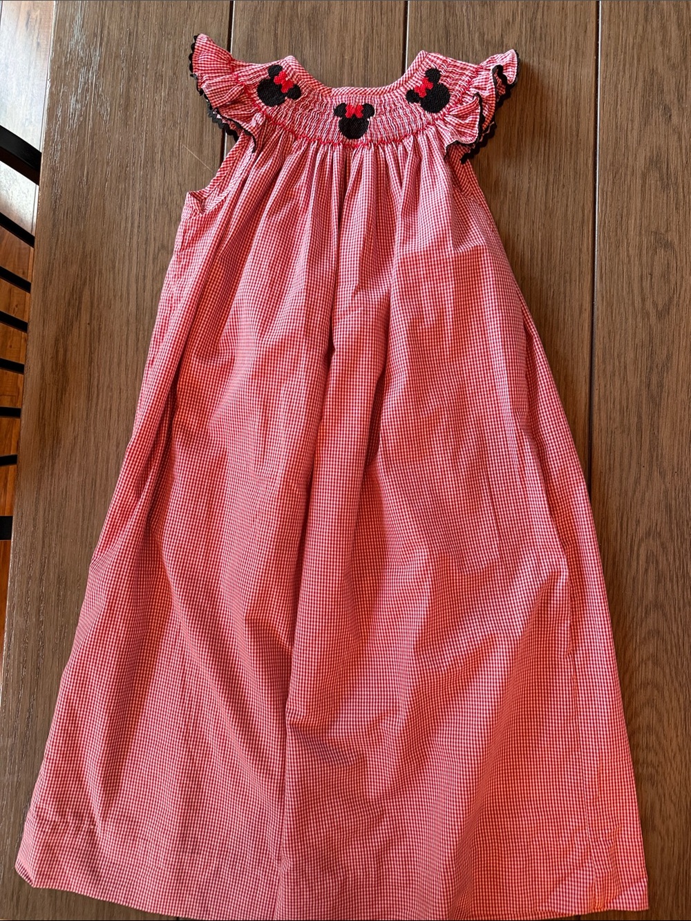 Girls' Red Gingham Minnie Smocked Sundress